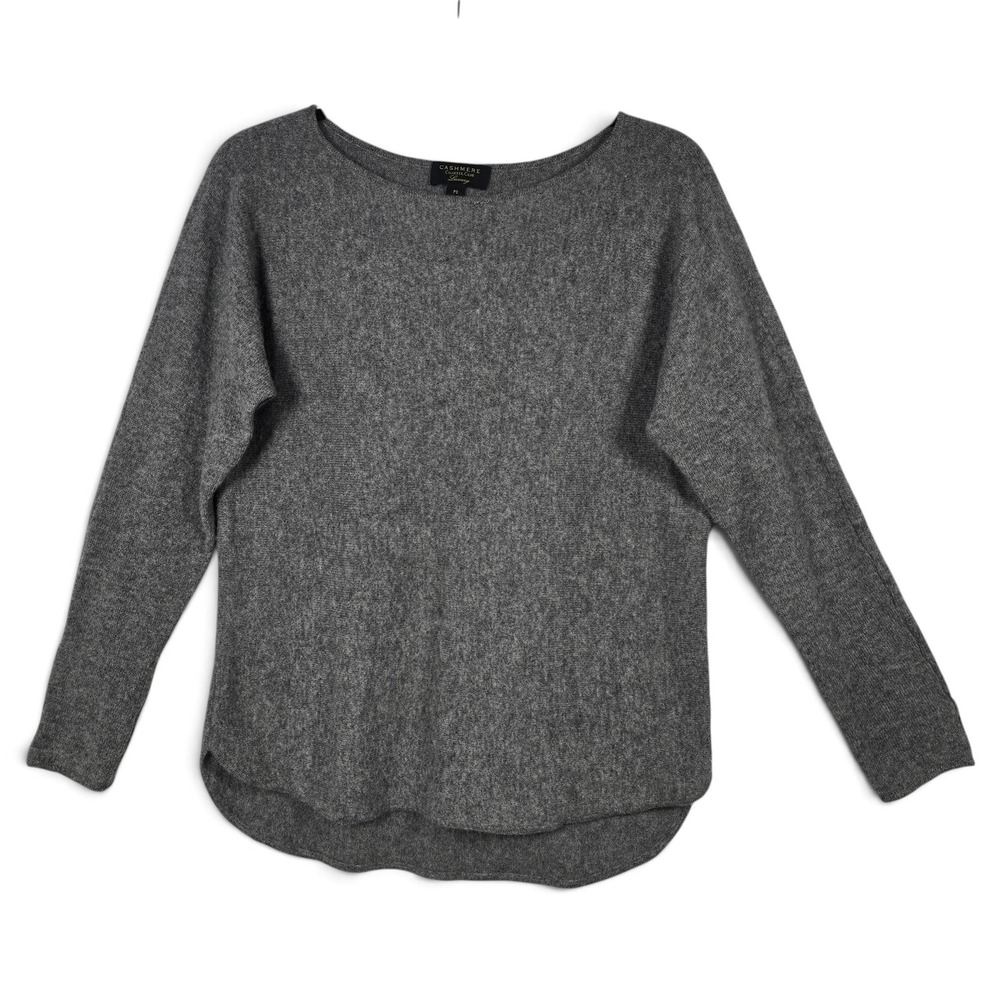 Charter Club Sweater Womens PS Cashmere Luxury Grey Boat Neck High Low Soft